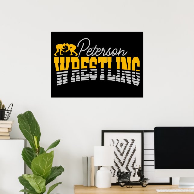 Personalisiert NAME Wrestling School Team Wrestler Poster (Heimbüro)