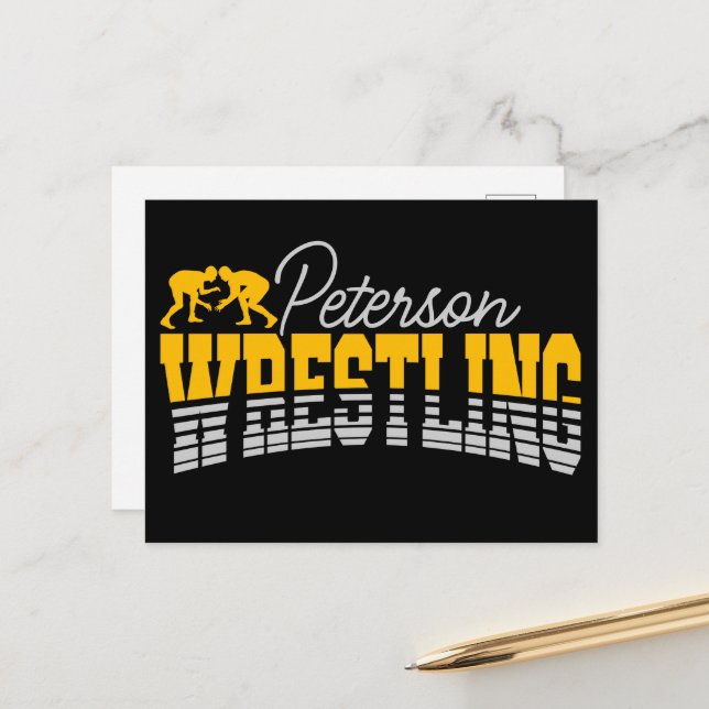 Personalisiert NAME Wrestling School Team Wrestler Postkarte (Vorderseite/Rückseite Beispiel)