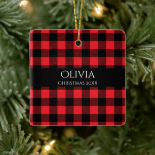 Personalisiert Name Year Buffalo Kariert Keramikornament