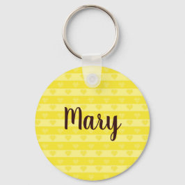 Personalisiert Name Yellow Little Hearts Schlüssel Schlüsselanhänger