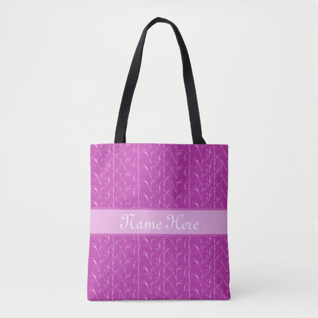 Personalisiert Nana Pink Floral Letters Fuchsia Tasche (Vorderseite)