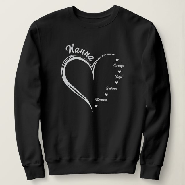 Personalisiert Nanna Sweatshirt, Nanna Heart Sweatshirt (Design vorne)