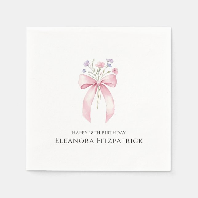 Personalisiert Napkins 18. Geburtstagsbow-Wildblum Serviette (Vorderseite)