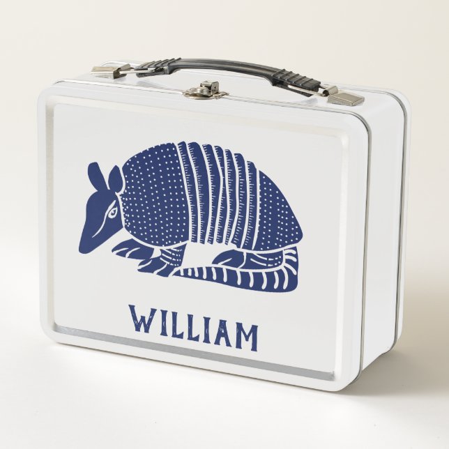 Personalisiert Navy Blue Armadillo Metall Brotdose (Vorderseite)