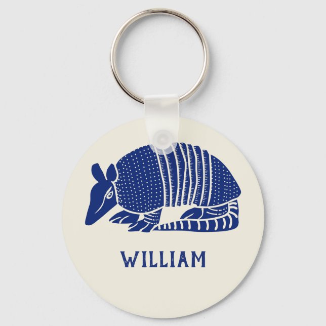 Personalisiert Navy Blue Armadillo Schlüsselanhänger (Vorderseite)