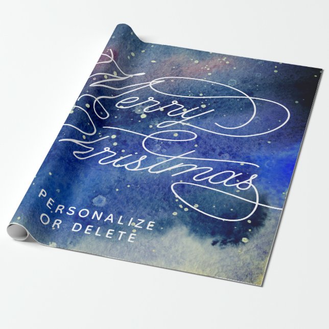 Personalisiert Navy Blue Big Vintag frohe Weihnach Geschenkpapier (Ungerollt)