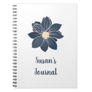 Personalisiert Navy Blue Blumen Journal Notizblock