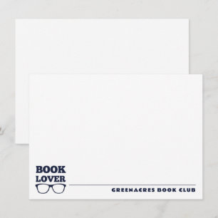 Personalisiert Navy Blue Book Lover Flat Note Card Mitteilungskarte