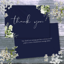 Personalisiert Navy Blue Greenery Elegantes Skript