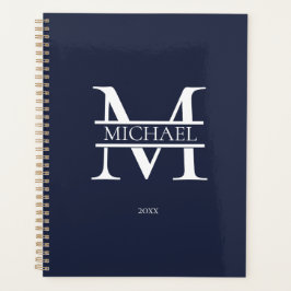 Personalisiert Navy Blue Monogram Initial Minimali Planer