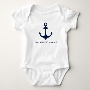 Personalisiert Navy Blue Nautical Anchor Baby Strampler