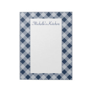 Personalisiert Navy Gingham Notepad Notizblock