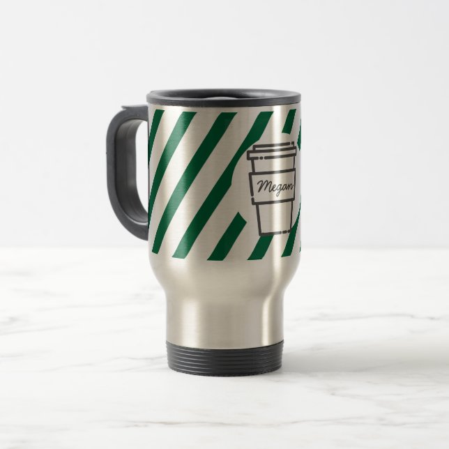Personalisiert nehmen Sie das Striped Reisebecher (Vorderseite Links)