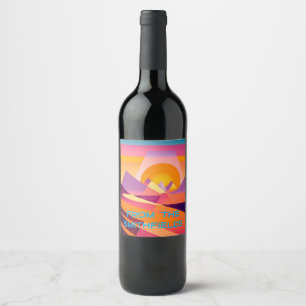 PERSONALISIERT NEO GEO SUNSET LANDSCAPE WEINETIKETT