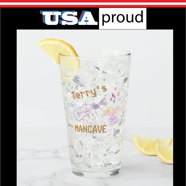 Personalisiert Neon Mancave 🍺 Imitats Tavern Club Glas (Von Creator hochgeladen)