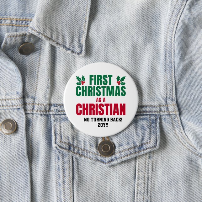 PERSONALISIERT NEUE CHRISTLICHE ERSTE CHRISTMAS BUTTON (Beispiel)