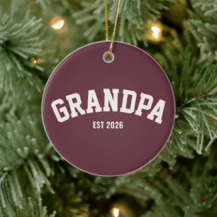 Personalisiert Neuer Opa Est. Datum Vatertag Rot Keramik Ornament