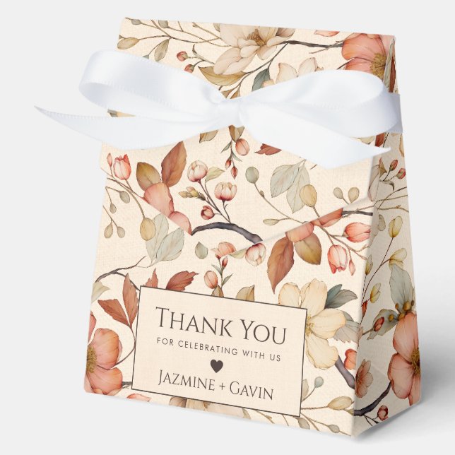 Personalisiert neutrale Beige Wildblume Babydusche Geschenkschachtel (Vorderseite)