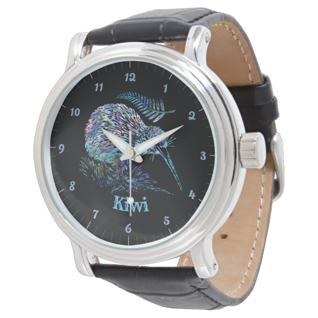 PERSONALISIERT NEW ZEALAND KIWI FERN WATCH ARMBANDUHR (Schrägansicht)