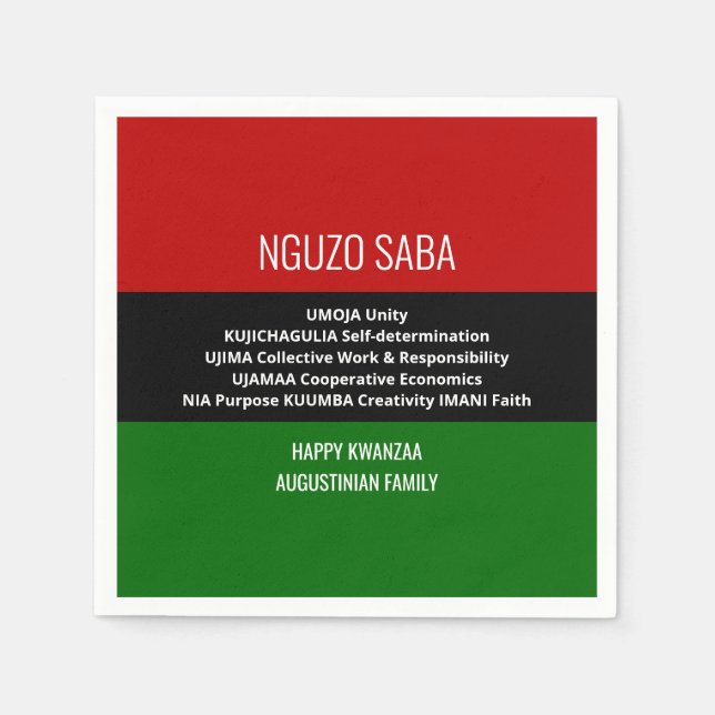 Personalisiert NGUZO SABA Happy Kwanzaa Serviette (Vorderseite)