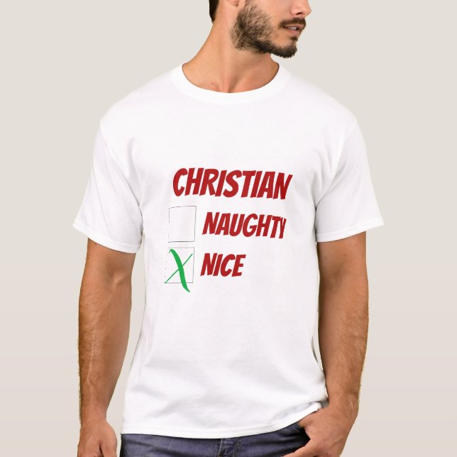 Personalisiert Nice oder Nice Christmas Novelty T-Shirt (Vorderseite)