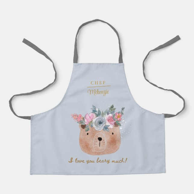 Personalisiert Niedlich I Liebe Beary Schürze (Vorderseite)