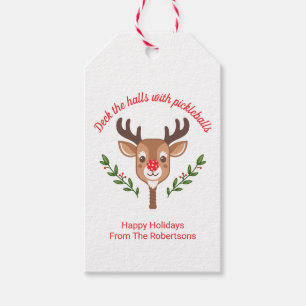Personalisiert Niedlich Reindeer Pickleball Geschenkanhänger