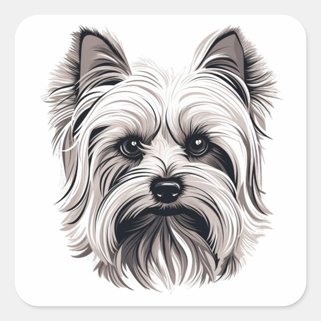 Personalisiert Niedlich Yorkshire Terrier Dog Quadratischer Aufkleber (Vorderseite)