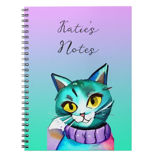 Personalisiert Niedliche Blue Kitty Cat Notizblock (Vorderseite)