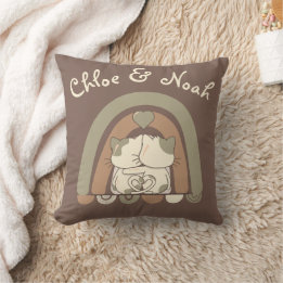 Personalisiert Niedliche Cat Liebe Rainbow Valenti Kissen