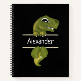 Personalisiert Niedliche Dinosaurier Black Notizbuch