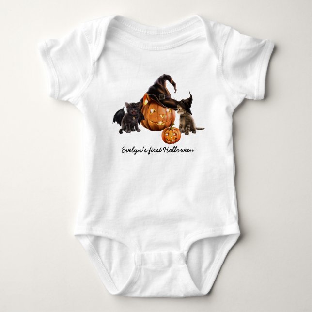 Personalisiert Niedliche Kätzehaehl Baby Strampler (Vorderseite)