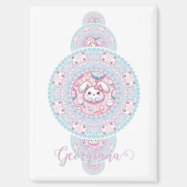 Personalisiert Niedliche Kawaii Bunny Ornamental M Magnet (Vorderseite)