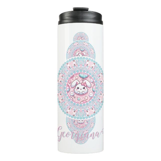 Personalisiert Niedliche Kawaii Bunny Ornamental M Thermosbecher (Vorderseite)