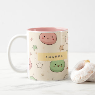 Personalisiert Niedliche Kawaii Mochi Muster Zweifarbige Tasse