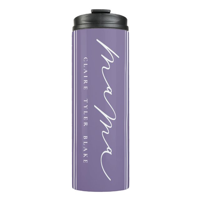 Personalisiert Niedliche Lila Mama-Script Thermosbecher (Vorderseite)