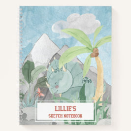 Personalisiert Niedliche Triceratops Dinosaur Sket Notizbuch