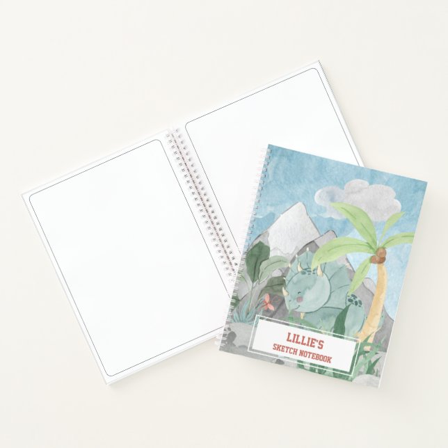 Personalisiert Niedliche Triceratops Dinosaur Sket Notizbuch (Innenseite)