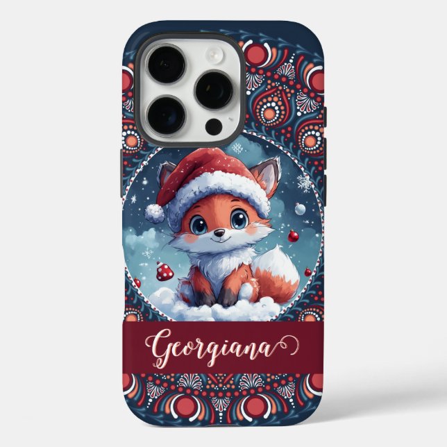 Personalisiert Niedliche Weihnachten Kawaii Fox Do iPhone 16 Pro Hülle (Rückseite)