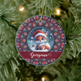 Personalisiert Niedliche Weihnachten Kawaii Fox Do Keramik Ornament
