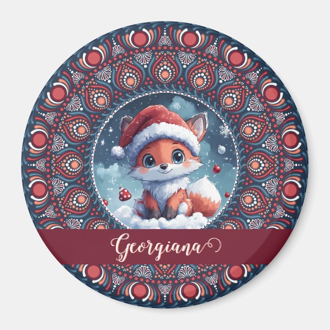 Personalisiert Niedliche Weihnachten Kawaii Fox Do Magnet (Vorne)