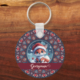Personalisiert Niedliche Weihnachten Kawaii Fox Do Schlüsselanhänger