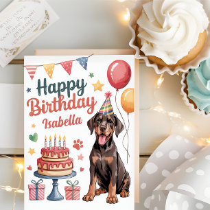 Personalisiert Niedlicher Doberman Hund Geburtstag Karte
