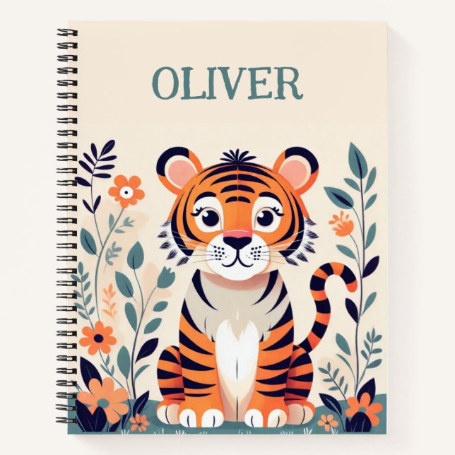 Personalisiert Niedlicher Kleiner Tiger Notizbuch (Vorderseite)