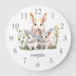 Personalisiert Niedliches Bunny Große Wanduhr