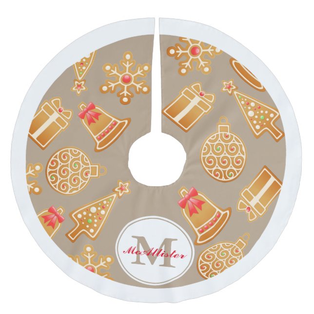 Personalisiert - Niedliches Lebkuchen Polyester Weihnachtsbaumdecke (Vorderseite)