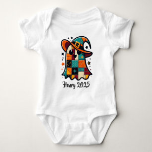 Personalisiert Niedliches Patchwork-Ghost-Hallowee Baby Strampler