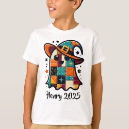 Personalisiert Niedliches Patchwork-Ghost-Hallowee T-Shirt