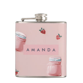 Personalisiert Niedliches Rosa Strawberry Jar Must Flachmann