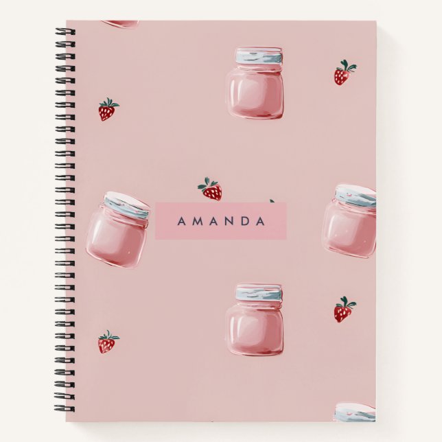 Personalisiert Niedliches Rosa Strawberry Jar Must Notizbuch (Vorderseite)